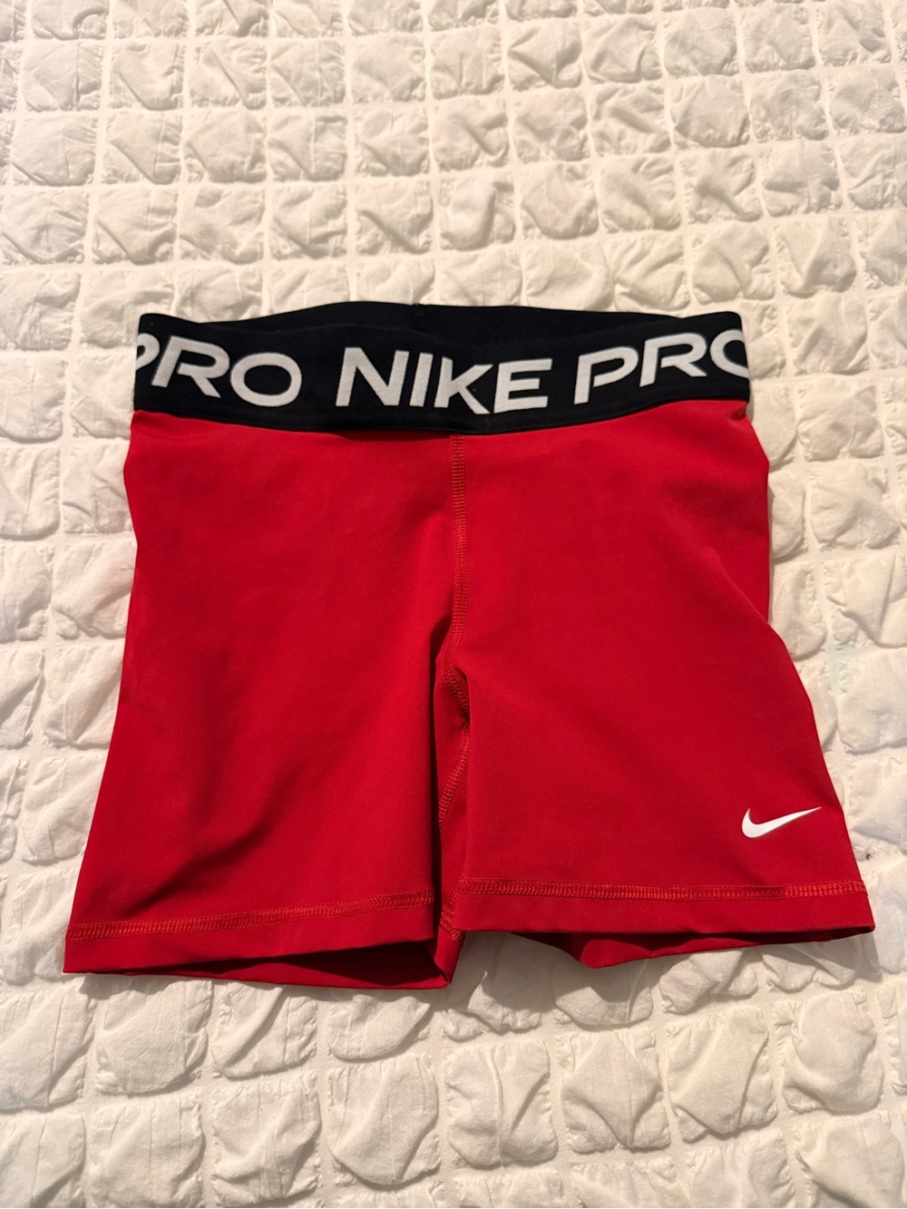 Nike Red Compression Training Shorts with Black Waistband